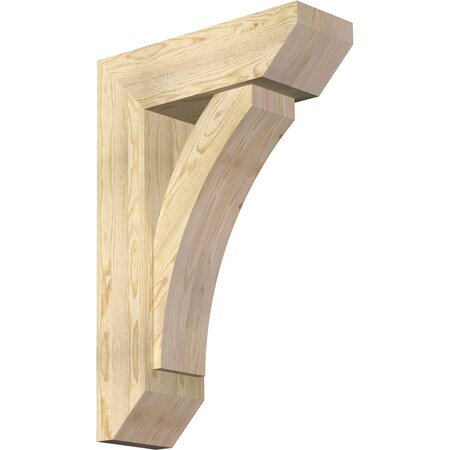 Ekena Millwork Thorton Slat Rough Sawn Bracket w/ Offset Brace, Douglas Fir, 8"W x 24"D x 36"H BKT0806X24X36THR06RDF